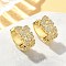 Heart Brass Micro Pave Cubic Zirconia Hoop Earrings, Lead Free & Cadmium Free, Long-Lasting Plated, Real 18K Gold Plated, Clear, 16x8mm