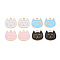 Alloy Enamel Pendants, Cadmium Free & Lead Free, Light Gold, Cat, Mixed Color, 16x17x1.5mm, Hole: 1.6mm