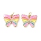 Rack Plating Brass Enamel Charms, with Jump Ring, Lead Free & Cadmium Free, Long-Lasting Plated, Butterfly Charm, Real 18K Gold Plated, 13x15x2mm, Hole: 3.5mm
