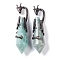 Natural Amazonite Faceted Pointed Bullet Big Pendants, Rack Plating Brass Dragon Charms, Lead Free & Cadmium Free, Red Copper, 73.5~78.5x15.5~16.5x15.5~16.5mm, Hole: 4x2.5mm