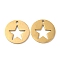 201 Stainless Steel Pendants, Laser Cut, Flat Round with Star Charm, Golden, 15x1mm, Hole: 1.4mm