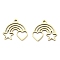 Ion Plating(IP) 316L Surgical Stainless Steel Pendants, Nickel Free, Laser Cut, Rainbow with Heart & Star Charm, Real 18K Gold Plated, 13.5x15x1mm, Hole: 1.4mm