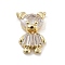 Brass Pave Clear Cubic Zirconia Pendants, Cadmium Free & Nickel Free & Lead Free, Bear, Long-Lasting Plated, Real 14K Gold Plated, 15.5x10.5x4mm, Hole: 1.4mm