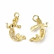 Brass Micro Pave Cubic Zirconia Pendants, Cadmium Free & Nickel Free & Lead Free, with Jump Ring, Mermaid Charms, Golden, 20x17x3mm, Hole: 3mm
