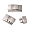 Tarnish Resistant 304 Stainless Steel Bayonet Clasps, Rectangle, Matte, Stainless Steel Color, 24x12.5x5.5mm, Hole: 3x10.5mm