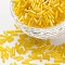 Transparent Colours Rainbow Glass Bugle Beads, AB Color, Yellow, 6x1.8mm, Hole: 0.6mm