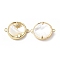 Eco-Friendly Rack Plating Brass Pave Clear Cubic Zirconia Connector Charms with White Shell, Long-Lasting Plated, Lead Free & Cadmium Free, Flat Round Links with Sun, Real 18K Gold Plated, 20x16x4mm, Hole: 1.4mm