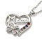 Mother's Day Brass Micro Pave Cubic Zirconia Heart Pendant Necklaces, Platinum, 16.34 inch(41.5cm)