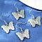 Natural Green Aventurine Brass Dangle Earrings, Rack Plating, Lead Free & Cadmium Free, Platinum, Butterfly, 31x20.5mm