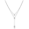 Double Layered 925 Sterling Silver Rhinestone Teardrop Pendant Necklaces, Cable Chains for Women