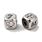 304 Stainless Steel Beads, Cube with Word Be & Heart, Antique Silver, 9x9x9mm, Hole: 2.5mm