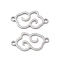 Non-Tarnish 304 Stainless Steel Connector Charms, Hollow Cloud Links, Stainless Steel Color, 19x10x1mm, Hole: 1.4mm