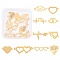 20Pcs 10 Styles 201 & 304 Stainless Steel Connector Charams, Manual Polishing, Polyamory Links, Manual Polishing, Heart, Real 18K Gold Plated, 7.5~19x9.5~28.5x1~1.5mm, Hole: 1.2~2mm, 2pcs/style