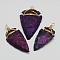 Electroplated Quartz Crystal Big Pendants, with Brass Finding, Arrowhead, Golden, Purple Plated, 47~72x20~32x6~12mm, Hole: 4mm