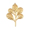 304 Stainless Steel Pendants, Leaf Charms, Ion Plating(IP), Real 18K Gold Plated, 42.5x29.5x2mm, Hole: 1.4mm