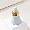 Oval Natural Tiger Eye Finger Rings, Rectangle 304 Stainless Steel Rings, Real 18K Gold Plated, 13.5mm, US Size 7 1/4(17.5mm)