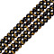 2 Strands Gold Stamp Glass Beads Strands, Round, Black, 8x7.5mm, Hole: 1.6mm, about 48pcs/strand, 14.17 inch(36cm)