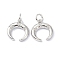Brass Cubic Zirconia Charms, with Jump Ring, Long-Lasting Plated, Lead Free & Cadmium Free, Moon, Real Platinum Plated, 13.5x12.5x2.2mm