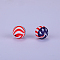 Printed Round Silicone Focal Beads, Dark Blue, 15x15mm, Hole: 2mm