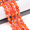 Dyed Natural White Jade Beads Strands, Two Tone, Faceted, Star Cut Round Beads, Tomato, 7~8x6~7.5x6~7.5mm, Hole: 1mm, about 48~49pcs/strand, 14.17~15.35''(36~39cm)