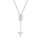 Rhodium Plated 925 Sterling Silver Vertical Arrows Necklace, Platinum, 14 inch
