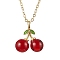 Lampwork Pendant Necklaces for Women, Cherry, Golden, 15.55 inch(39.5cm)