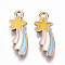 Eco-Friendly Alloy Enamel Pendants, Cadmium Free & Lead Free & Nickel Free, Meteor, Light Gold, Colorful, 21x7x1mm, Hole: 1.5mm