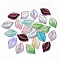 Transparent Glass Pendants, Mixed Style, Leaf, Mixed Color, 22.5x14.5x3.5mm, Hole: 1.2mm