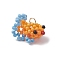 Glass Seed Beaded Gold Fish Pendants, with 304 Stainless Steel Open Jump Rings Golden Loop, Dark Orange, 15.5x17.5x12.5mm, Hole: 2.5mm
