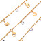 Handmade Brass Curb Chains, with Cubic Zirconia Charms, Soldered, Spool, Star & Moon, Real 18K Gold Plated, 3.3x1.5x0.3mm and 2x1.4x0.3mm, about 16.4 Feet(5m)/roll