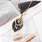 Alloy Crystal Rhinestone and Black Glass Triple Rhombus Pendant Long Necklaces for Match Clothes, Golden, 35.04 inch(89cm)