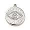 Tarnish Resistant 304 Stainless Steel Pendants Rhinestone Setting, Flat Round with Eye, Stainless Steel Color, 21x18x2mm, Hole: 1.6mm, Fit for 1~1.2mm rhinestone