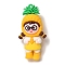 PVC Plastic Pendants, Girl with Fruit, Pineapple, 64x34x24.5mm, Hole: 3mm