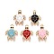 Alloy Rhinestone and Enamel Pendants, Turtle, Golden, Mixed Color, 21x15x2.2mm, Hole: 1.6mm