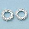 Rack Plating Brass Micro Pave Cubic Zirconia Beads, Long-Lasting Plated, Lead Free & Cadmium Free, Flat Round with Flower, Silver Color Plated, 10x3mm, Hole: 6.2mm