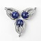 Eagle Claw Alloy Natural Lapis Lazuli Pendants, Platinum, 34~36x22~24x16mm, Hole: 5x8mm