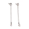 925 Sterling Silver Chain Extenders, with Spring Ring Clasps & Charms, Teardrop, Antique Silver, 62x5.8mm, Hole: 1.6mm