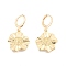 Brass Flower Dangle Leverback Earrings for Women, Cadmium Free & Nickel Free & Lead Free, Real 18K Gold Plated, 33.5mm, Pin: 1mm