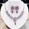 Brass Micro Pave Cubic Zirconia Pendant Necklaces & Earring Sets, Teardrop & Horse Eye, Platinum, Necklaces: 15.75 inch(400mm); Earring: 50mm