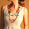 Bohemian Style Acrylic & Zinc Alloy Oval & Teardrop Handmade Link Chain Long Necklaces for Women, Colorful, Antique Bronze, 57.87 inch(147cm)