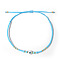 Bohemian Glass Seed Beaded Braided Bead Bracelets, Resin Evil Eye Jewelry for Women, Cyan, Inner Diameter: 11 inch(28cm)