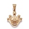 304 Stainless Steel Pendants, Crown, Golden, 22.6x21x3.6mm, Hole: 8x4.5mm