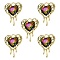 Rack Plating Alloy Glass Pendants, Cadmium Free & Lead Free & Nickle Free, Melting Heart Charms, Light Gold, 24x17x5mm, Hole: 2.5mm