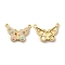 Brass Micro Pave Clear Cubic Zirconia Connetor Charms, Cadmium Free & Lead Free, with Enamel, Butterfly, Golden, 16x23.5x2.5mm, Hole: 1mm