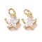 Brass Micro Pave Clear Cubic Zirconia Charms, with Jump Ring, Cadmium Free & Lead Free, Star, Golden, 10.5x8.5x5.5mm, Hole: 3.2mm