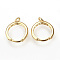 Brass Huggie Hoop Earring Findings, with Horizontal Loop, Nickel Free, Real Gold Plated, Real 18K Gold Plated, 15.5x13.5x2mm, Hole: 1.5mm, Pin: 1mm