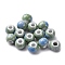 Handmade Porcelain Beads, Round, Dark Sea Green, 6~7x5~6mm, Hole: 2mm