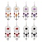 4 Pairs 4 Colors Woven Web/Net with Cross & Skull Synthetic Turquoise Dangle Earrings, Halloween Alloy & Brass Earrings for Women, Mixed Color, 88x29mm, 1 pair/color