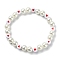 Heart & Imitated Pearl Acrylic Beaded Stretch Bracelets, White, Inner Diameter: 2-3/8 inch(61mm)