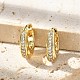 Овальные серьги-кольца из латуни с микропаве из прозрачных кубических цирконий EJEW-D311-133G-4
